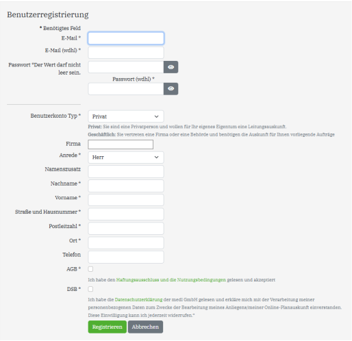 Registrierungsseite